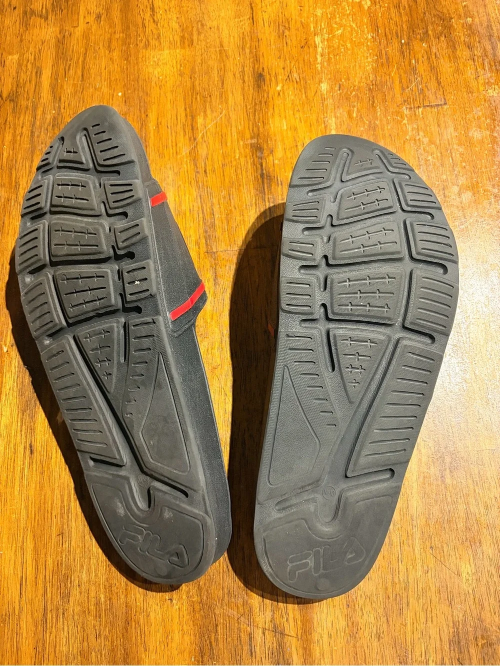 Fila Men’s Black and Red Slide Sandals